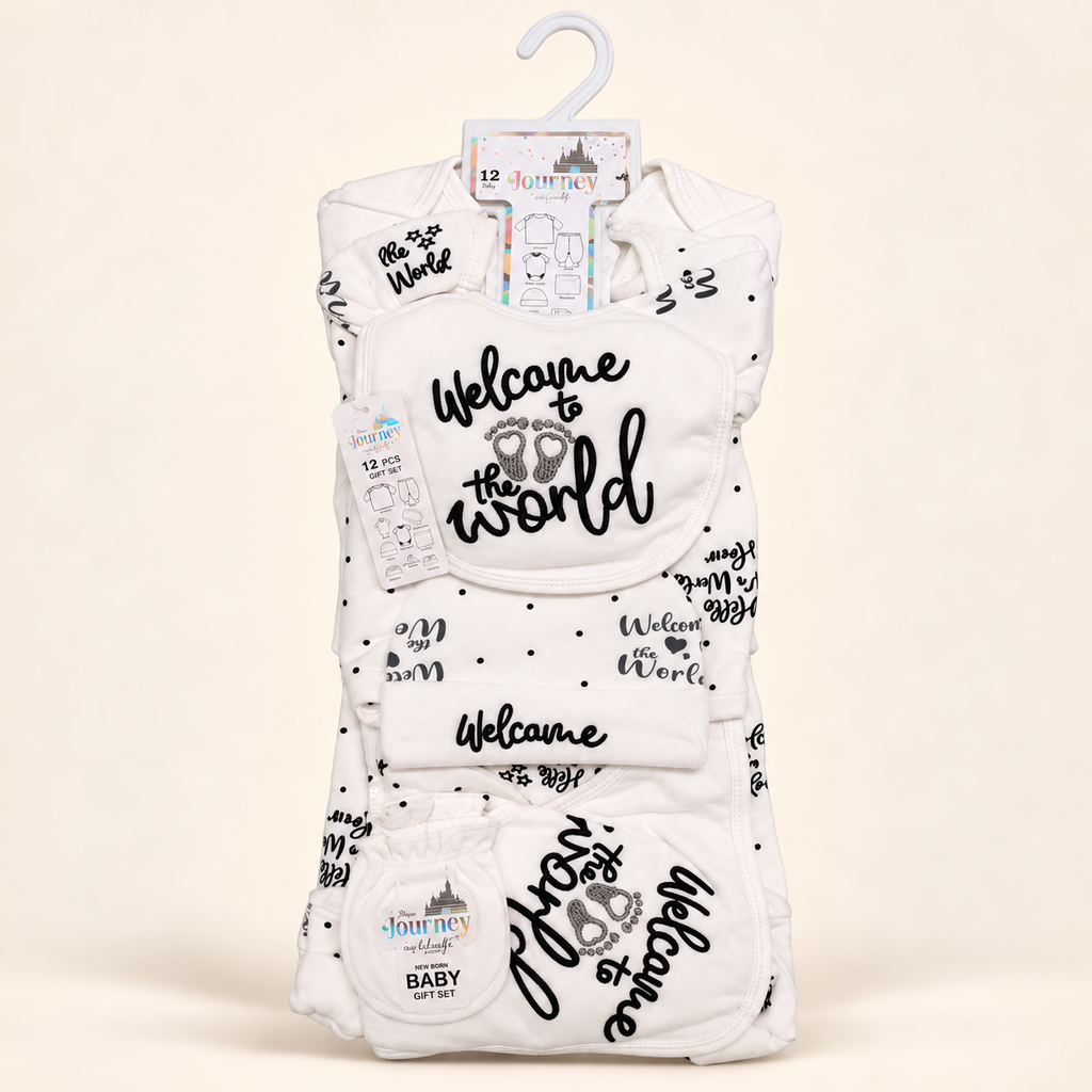 12 Pcs Newborn Baby Gift Set – Premium Baby Starter Clothing Set