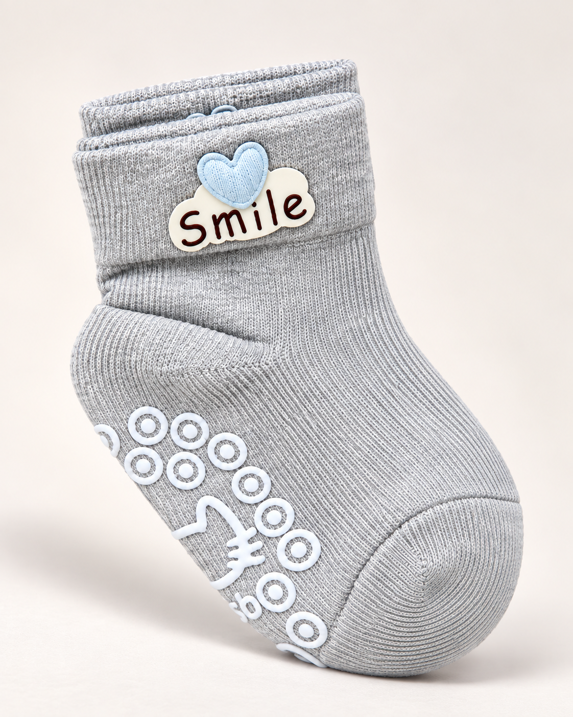 Smile Anti-Slip Baby Socks – Soft Ribbed Cotton Blend Socks