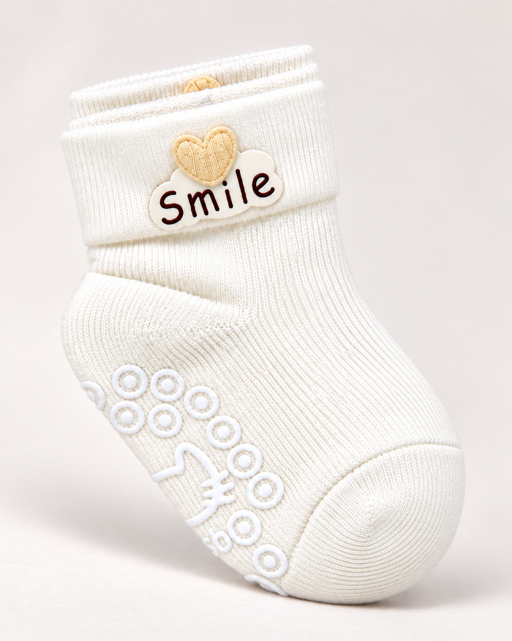 Smile Anti-Slip Baby Socks – Soft Ribbed Cotton Blend Socks