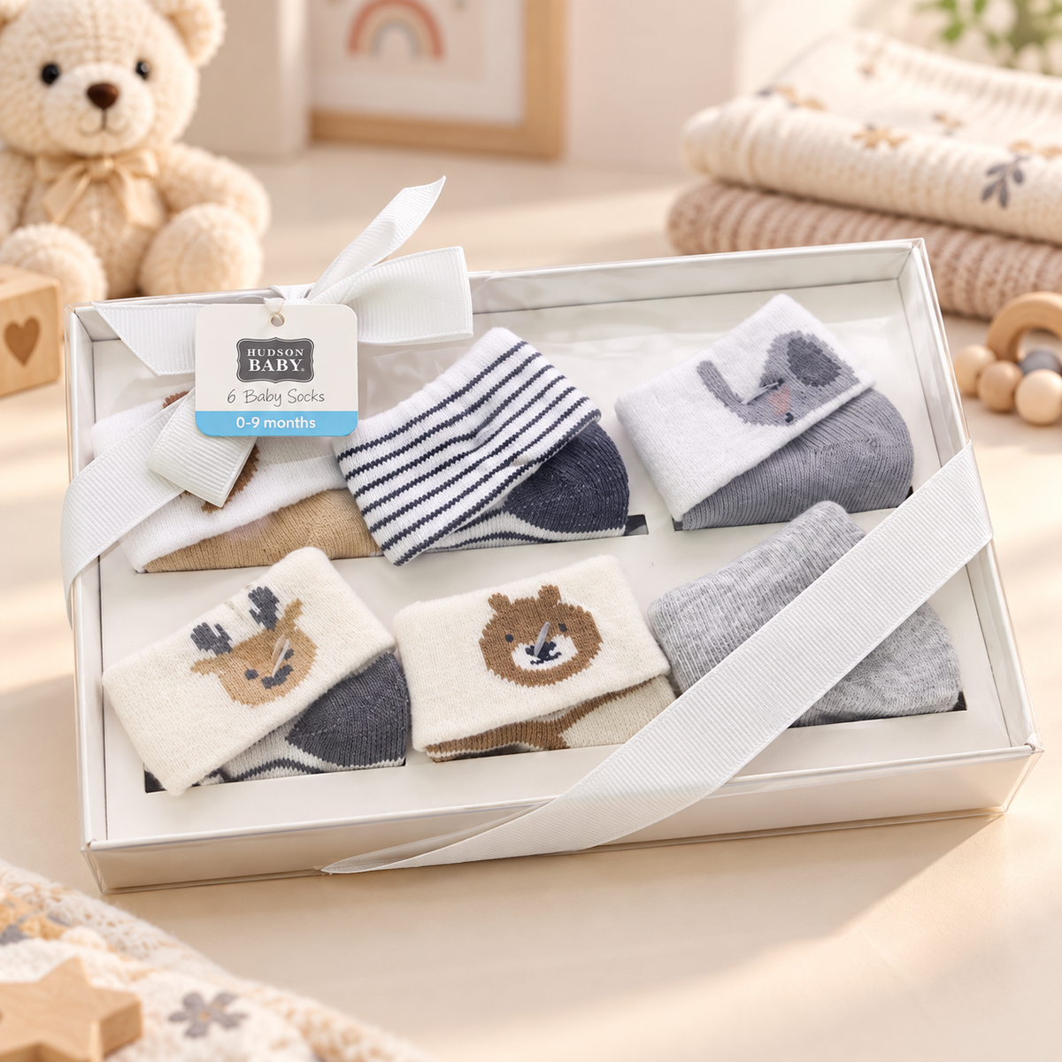 Hudson Baby Boy 6-Pack Baby Socks Gift Set – Soft Cotton Blend