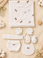 11-Piece Newborn Baby Winter Essentials Set – Soft & Comfortable Bow Print