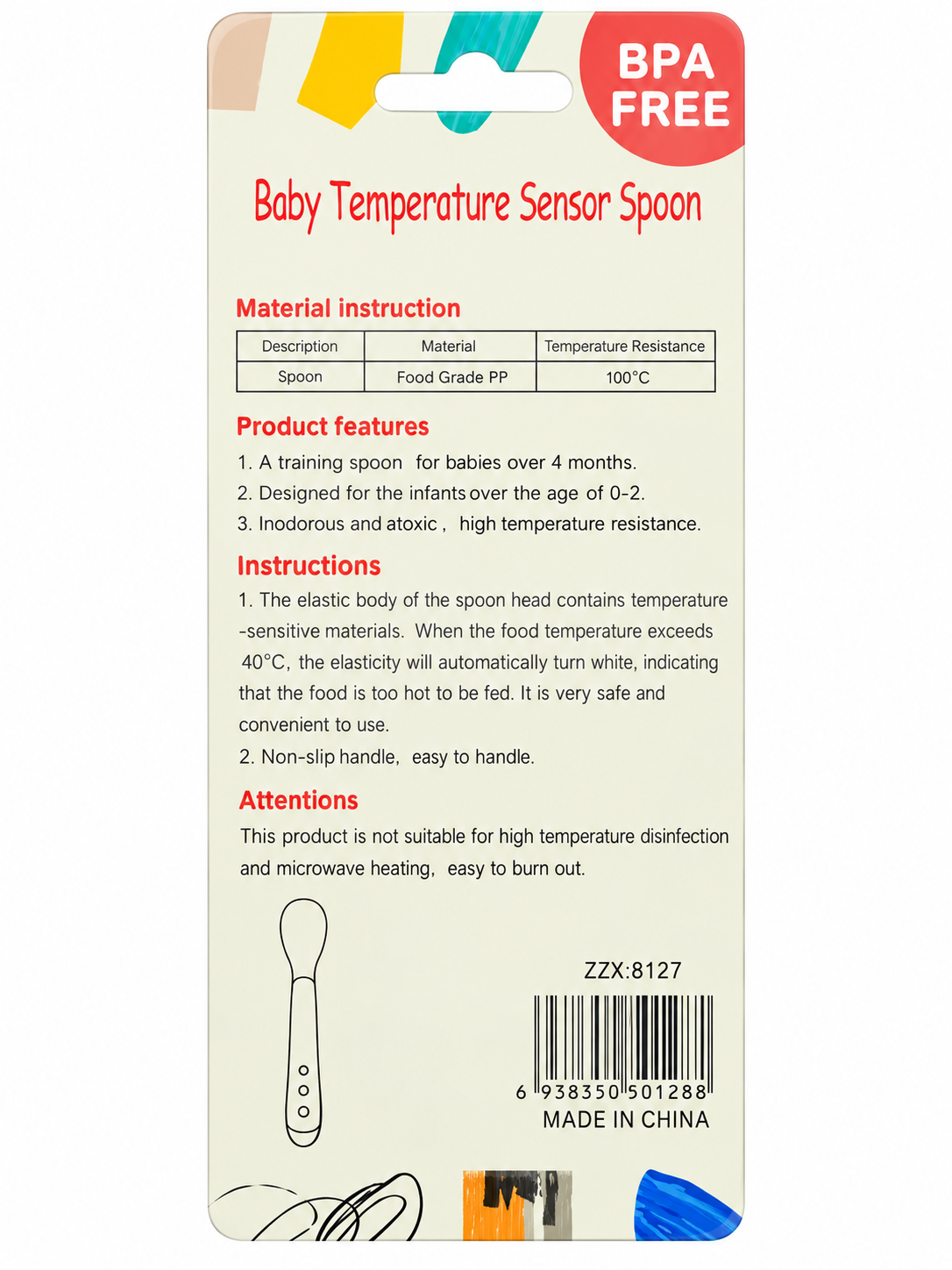 Baby Temperature-Sensing Feeding Spoon – Heat-Sensitive Safety Spoon for Babies