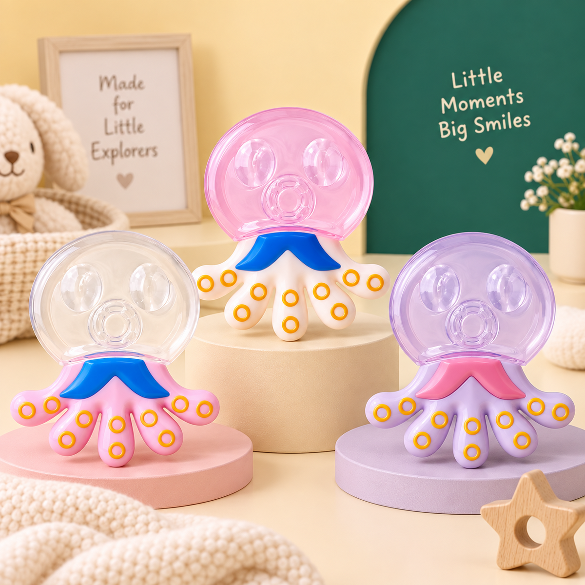 Baby Cooling Octopus Teether – Water-Filled Sensory Teething Toy 3M+