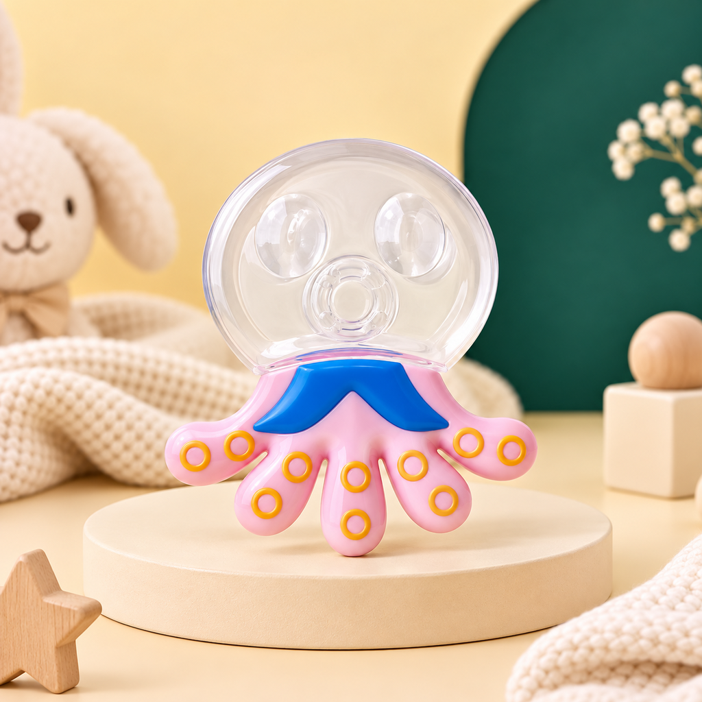 Baby Cooling Octopus Teether – Water-Filled Sensory Teething Toy 3M+