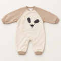Baby Dog Appliqué Cotton Winter Romper – Cream & Beige