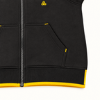 Kids Black Zip-Up Hoodie with Yellow Trim – Warm Winter Jacket