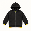 Kids Black Zip-Up Hoodie with Yellow Trim – Warm Winter Jacket