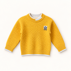 Kids Mustard Waffle Knit Winter Sweater – Cozy Pullover