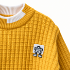 Kids Mustard Waffle Knit Winter Sweater – Cozy Pullover