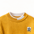 Kids Mustard Waffle Knit Winter Sweater – Cozy Pullover