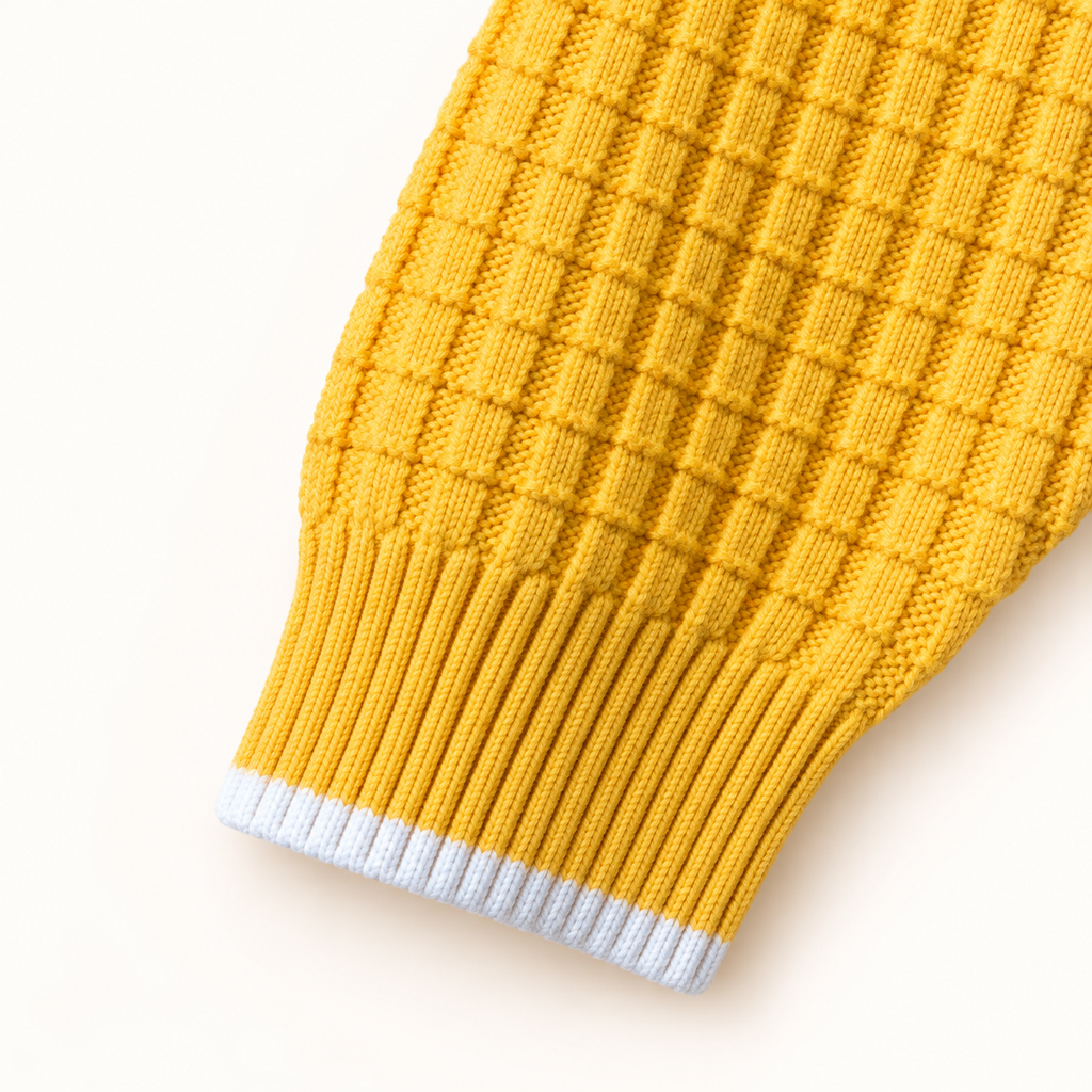 Kids Mustard Waffle Knit Winter Sweater – Cozy Pullover
