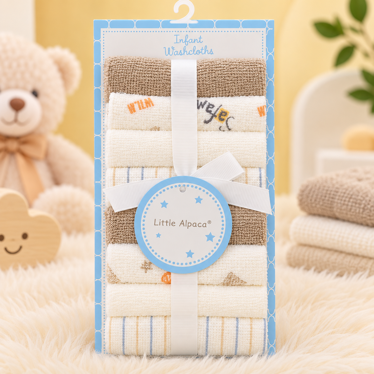 Little Alpaca Super Soft Infant Washcloths – 8 Pack