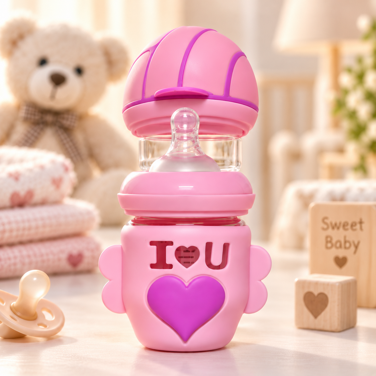 Baby Glass Feeding Bottle with Silicone Sleeve – 120ml