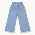 Girls Embroidered Baggy Jeans – Light Blue Denim