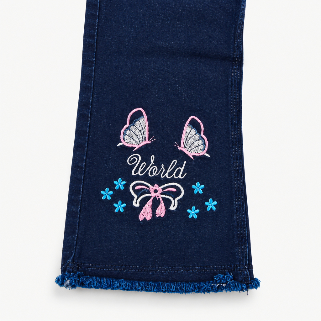 Kitty World Embroidered Baggy Jeans – Navy Blue