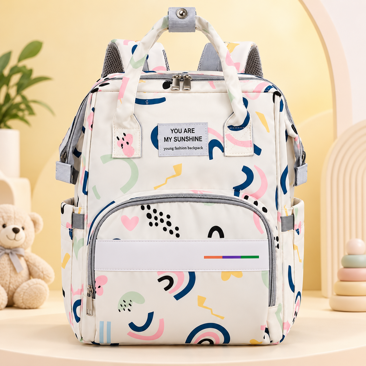 Multifunctional Baby Diaper Backpack with Organized Storage & Quick-Access Wipes Pocket