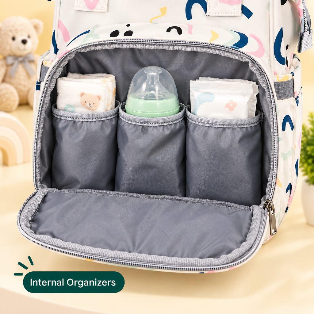Multifunctional Baby Diaper Backpack with Organized Storage & Quick-Access Wipes Pocket
