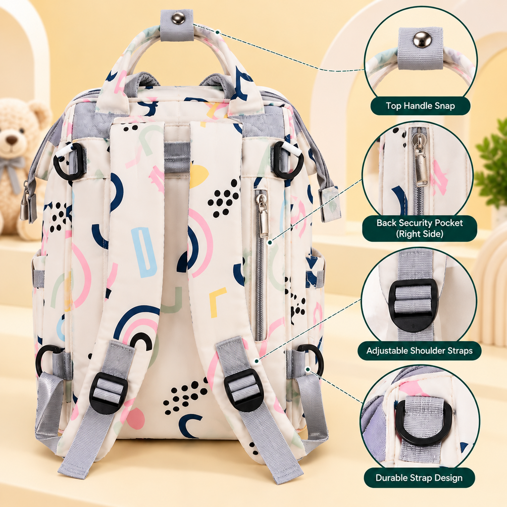 Multifunctional Baby Diaper Backpack with Organized Storage & Quick-Access Wipes Pocket