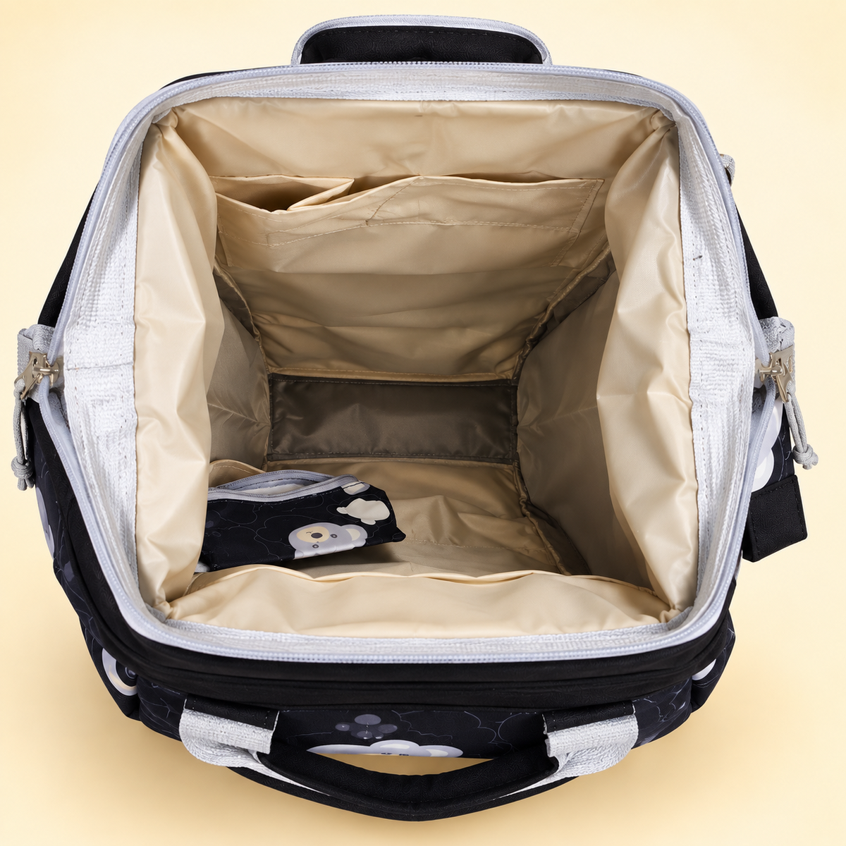 Kaishora Teddy Print Multi-Function Baby Diaper Backpack with Mini Pouch