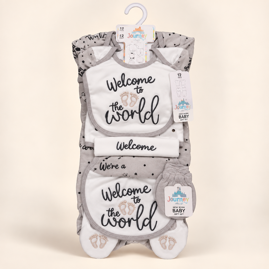 12 Pcs Newborn Baby Gift Set – Premium Baby Starter Clothing Set