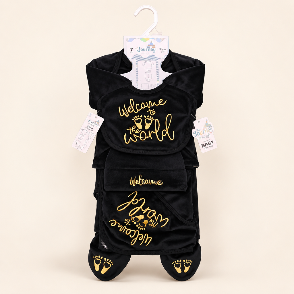 7-Piece Winter Velvet Newborn Baby Starter Set – Warm & Cozy