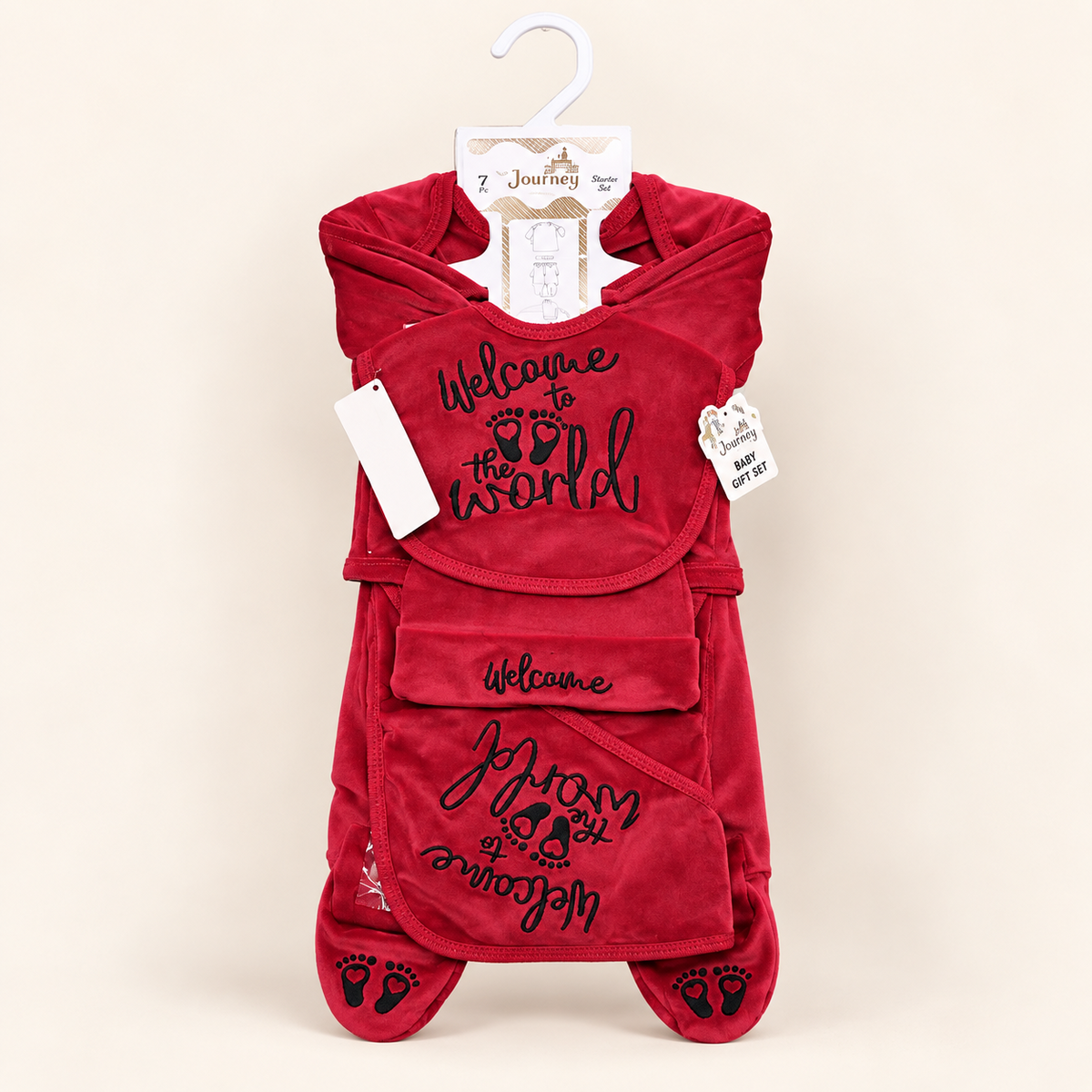 7-Piece Winter Velvet Newborn Baby Starter Set – Warm & Cozy