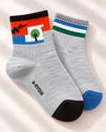 2-Pair Kids Everyday Socks – Soft Cotton Blend Striped & Nature Design