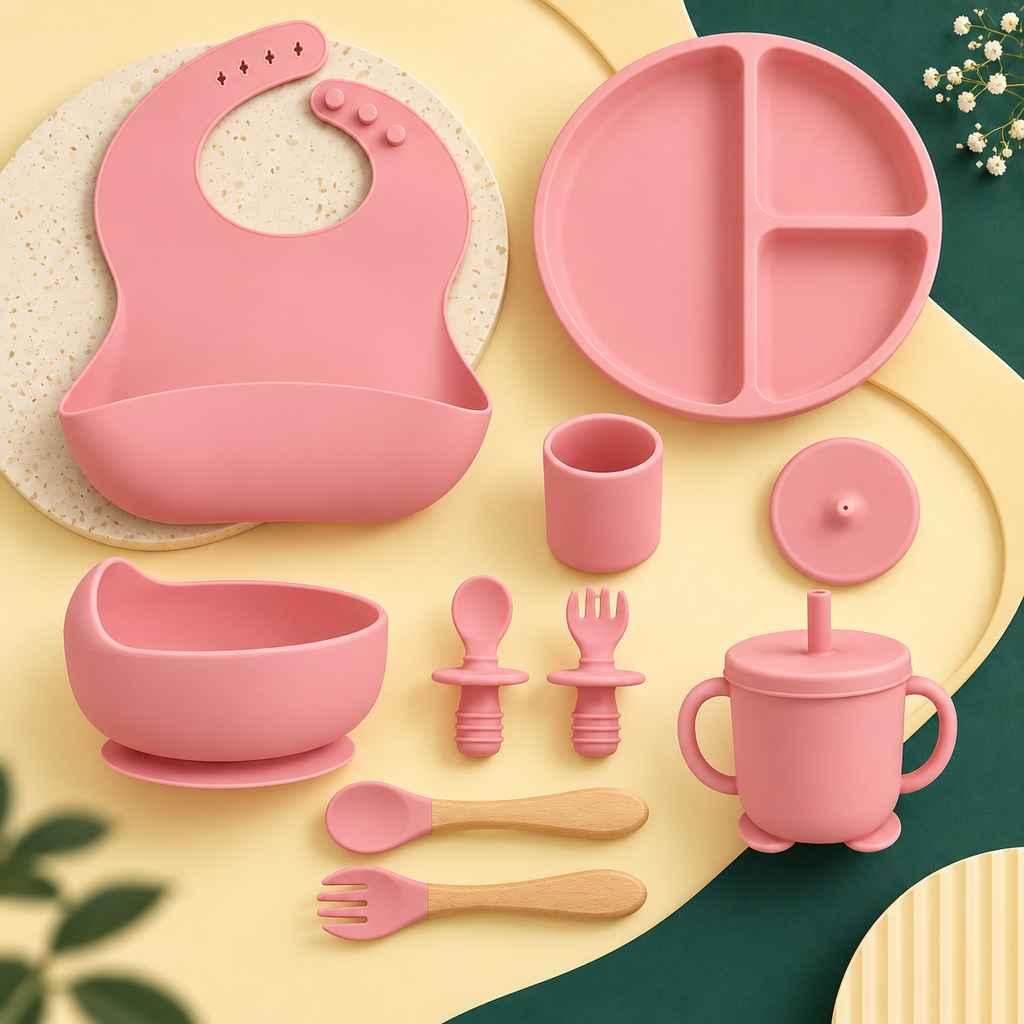 Baby Silicone Feeding & Cutlery Set – Complete Self-Feeding Mealtime Set