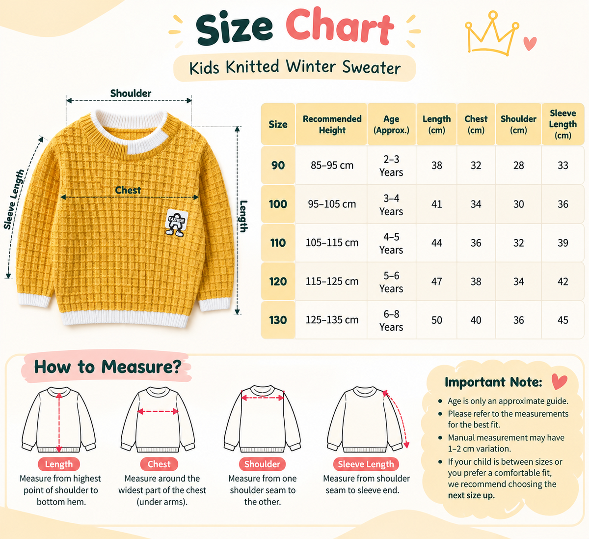 Kids’ Mustard Waffle-Knit Winter Sweater
