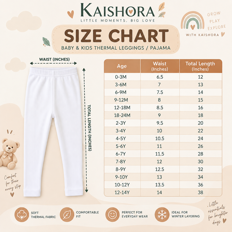 Baby & Kids Ribbed Thermal Leggings – White