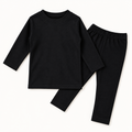 Baby Thermal Round Neck & Pajama Set – Black & Blue