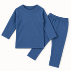 Baby Thermal Round Neck & Pajama Set – Black & Blue