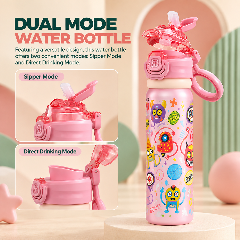 900ml Kids Dual-Mode Sports Water Bottle – Sipper & Direct Drink