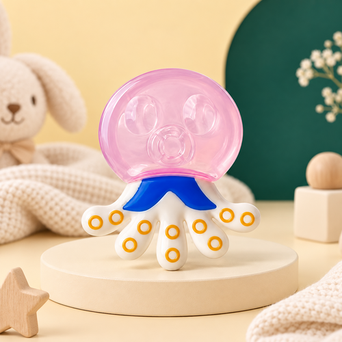Baby Cooling Octopus Teether – Water-Filled Sensory Teething Toy 3M+
